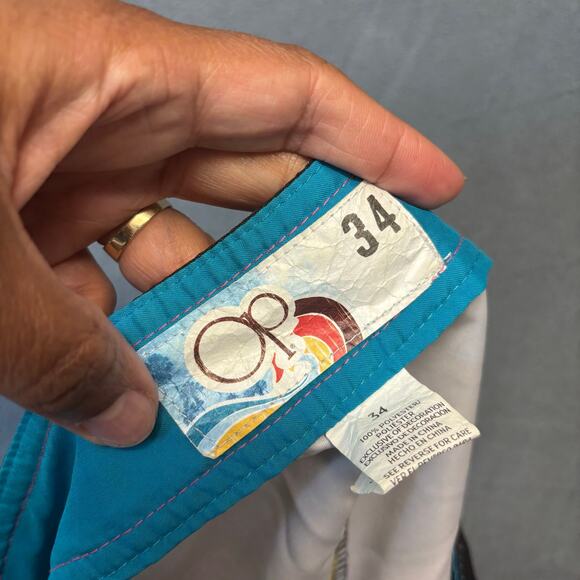 Vintage OP Ocean Pacific Board Shorts 34 Surf Swim Trunks Tropical Surfing Skate - Picture 2 of 16